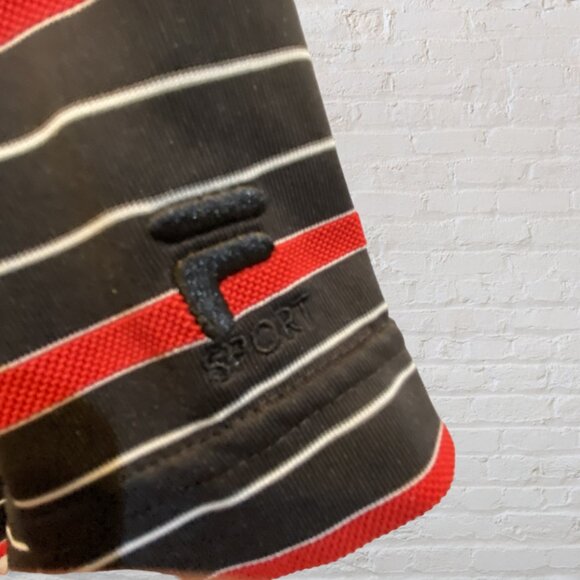 FILA SPORT -- Large Man's Polo Shirt, Red/Black Stripe, Breast Pocket, Buttons - Picture 9 of 9